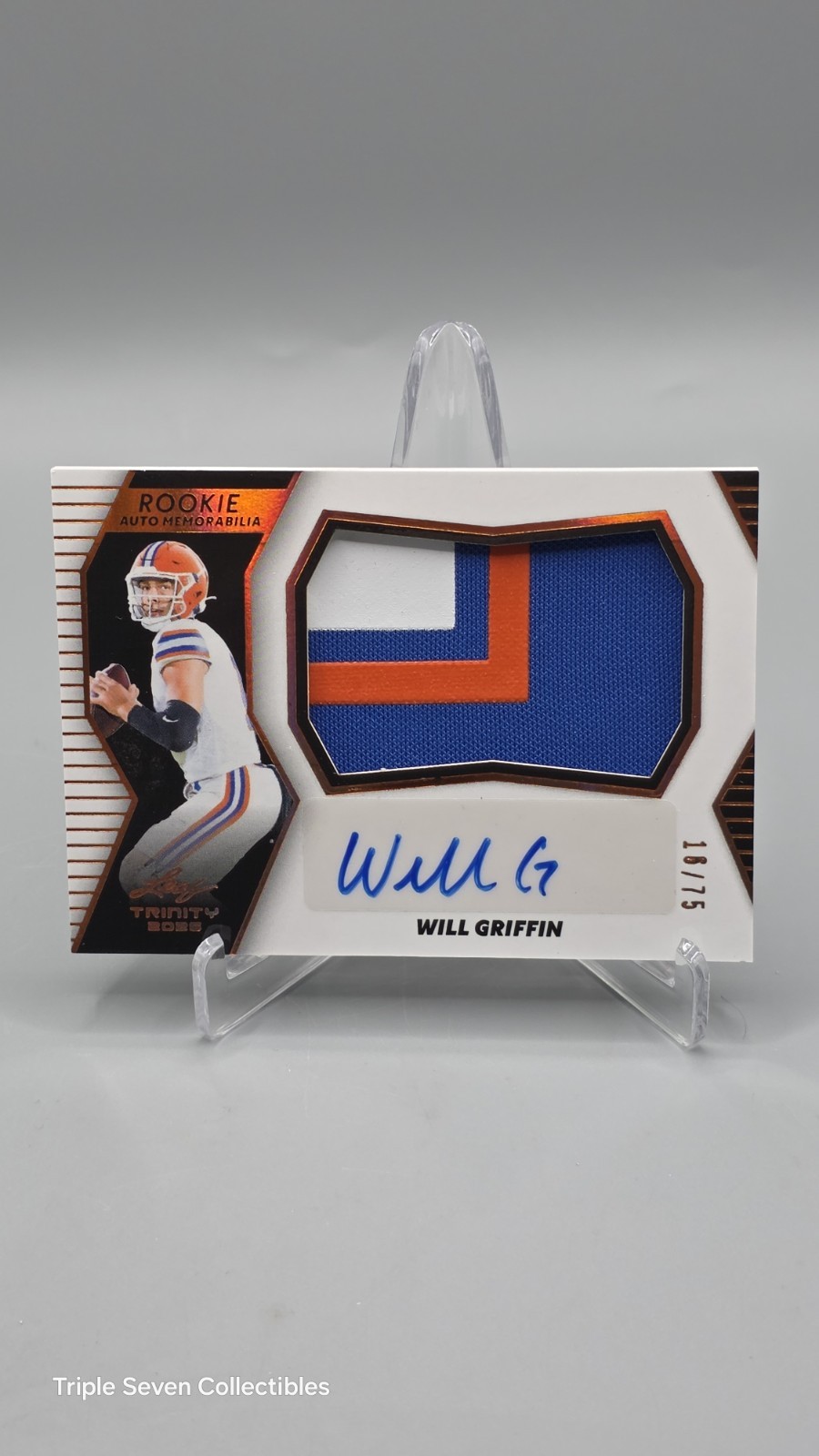 2026 Leaf Trinity Will Griffin Rookie Auto 3-Color Patch /75 Copper RM-WG1