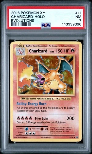 2016 POKEMON XY EVOLUTIONS #11 CHARIZARD-HOLO PSA 7