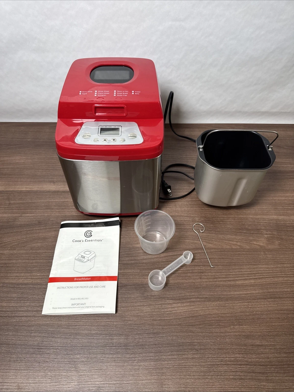 Cook's Essentials 1.5-lb Stainless Steel Breadmaker in Red