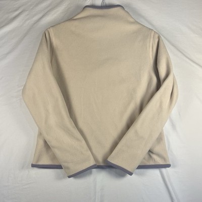 LL Bean Women s White Purple Lavender Reversible Mock Neck Pullover Fleece