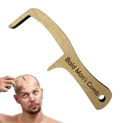 1PC Funny Bald Wooden Hair Comb Prank Toy Christmas Gag Gift for Family Men