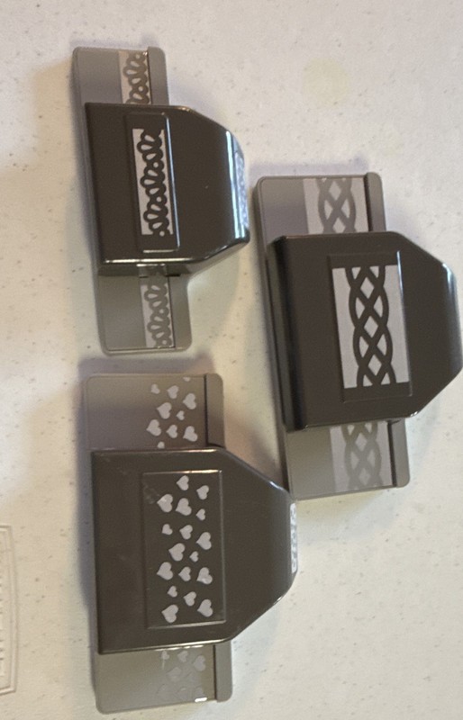 Stampin’ Up  Border Punch Paper Punch Set of 3, Lace Theme, hearts, ribbons 3"+