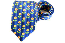 PINK MEN'S TIE BLUE/FLORAL WIDTH: 3.3/8" LENGTH: 58"