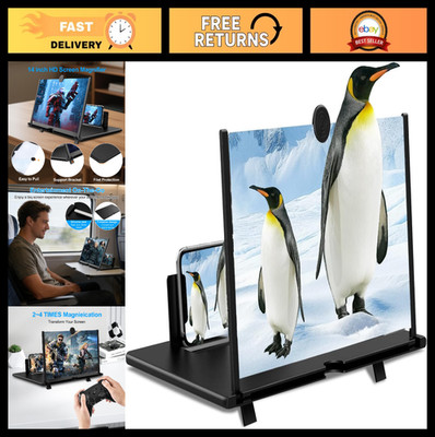 12'' 3D HD Screen Magnifier for Cell Phones - Foldable Portable Projector for Mov