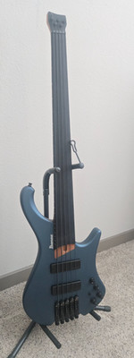 Ibanez EHB1005F 5-String Headless Fretless Bass Guitar, Arctic Ocean