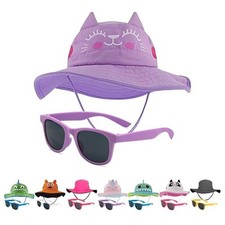 Kids Sun Hat for Girls Boys with UV Protection- Toddler Beach 4-7 Years Cat