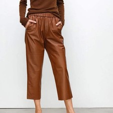 2026 New Streetwear Plus Size Pants Y2k Fashion Genuine Leather Harem Pants Wome
