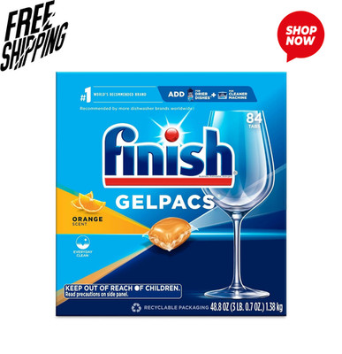 Finish Gelpacs Dishwasher Pods 84ct Orange Scent Grease Cleaning Power