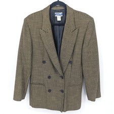 Vintage Pendleton Wool Blend Blazer Women 12 Classic Houndstooth Academia Office