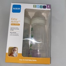 MAM Easy Active Bottles | 2 Pack (2 X 330Ml) | Fast Flow MAM Teats 4+ Months New