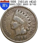 1898 Indian Head Cent Penny 1c - Good/Very Good (G/VG)
