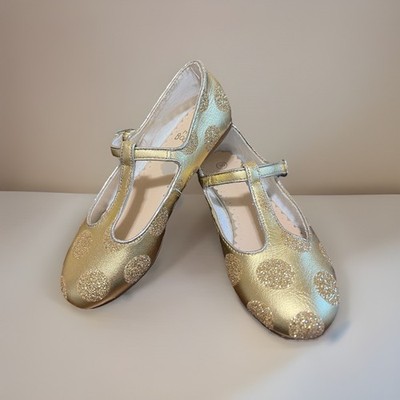 Gold T Strap Maryjane Mini Boden Buckle US Size 12 1/2 (30) Glitter Polka Dots
