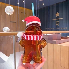 Starbucks Christmas Gingerbread Man Tree Glass Straw Mug - Multi-Style Gift