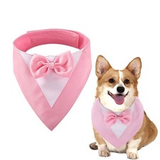 Dog Tuxedo Formal Cat Wedding Bandana Dog Collar Bow Tie Birthday Pure Pink