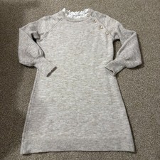 Shein Beige Bubble Sleeve Sweater Dress Lace Neck Detail Size XS