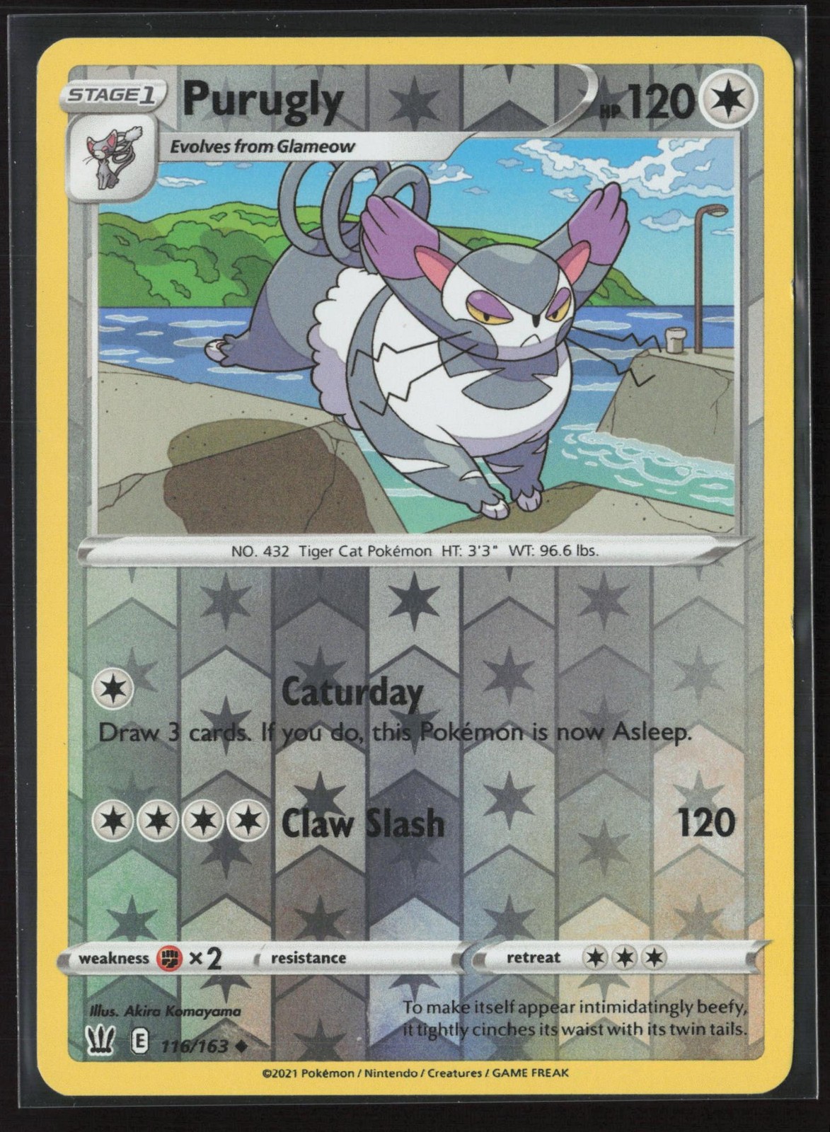 Purugly 116/163 Uncommon Battle Styles Pokemon Reverse Holo Lightly Played