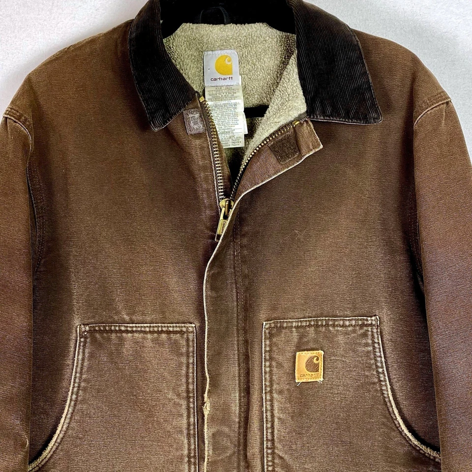 Vtg Carhartt J64 Petrol Mens M Dark Brown Detroit Work Wear Jacket Blanket Lined - Image 2 of 4