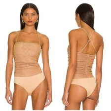 MORE TO COME Olivia Sparkle Cami Bodysuit in Caramel Medium