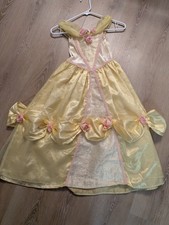 Disney Princess Belle Delux Girls Yellow with Roses Costume Dress, Girl Size 7/8