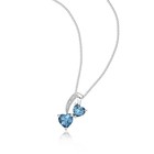 925 Sterling Silver Double Heart London Blue Topaz Pendant With 0.01 CTW Diamond — photo 4