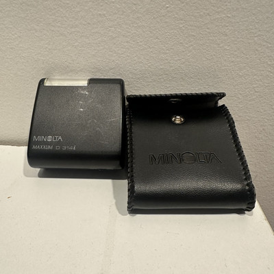 Konica Minolta D-314i Shoe Mount Flash & Pleather Case For Maxxum 3000i UNTESTED