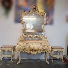 Comò con Specchiera + 2 comodini stile Barocco Veneziano