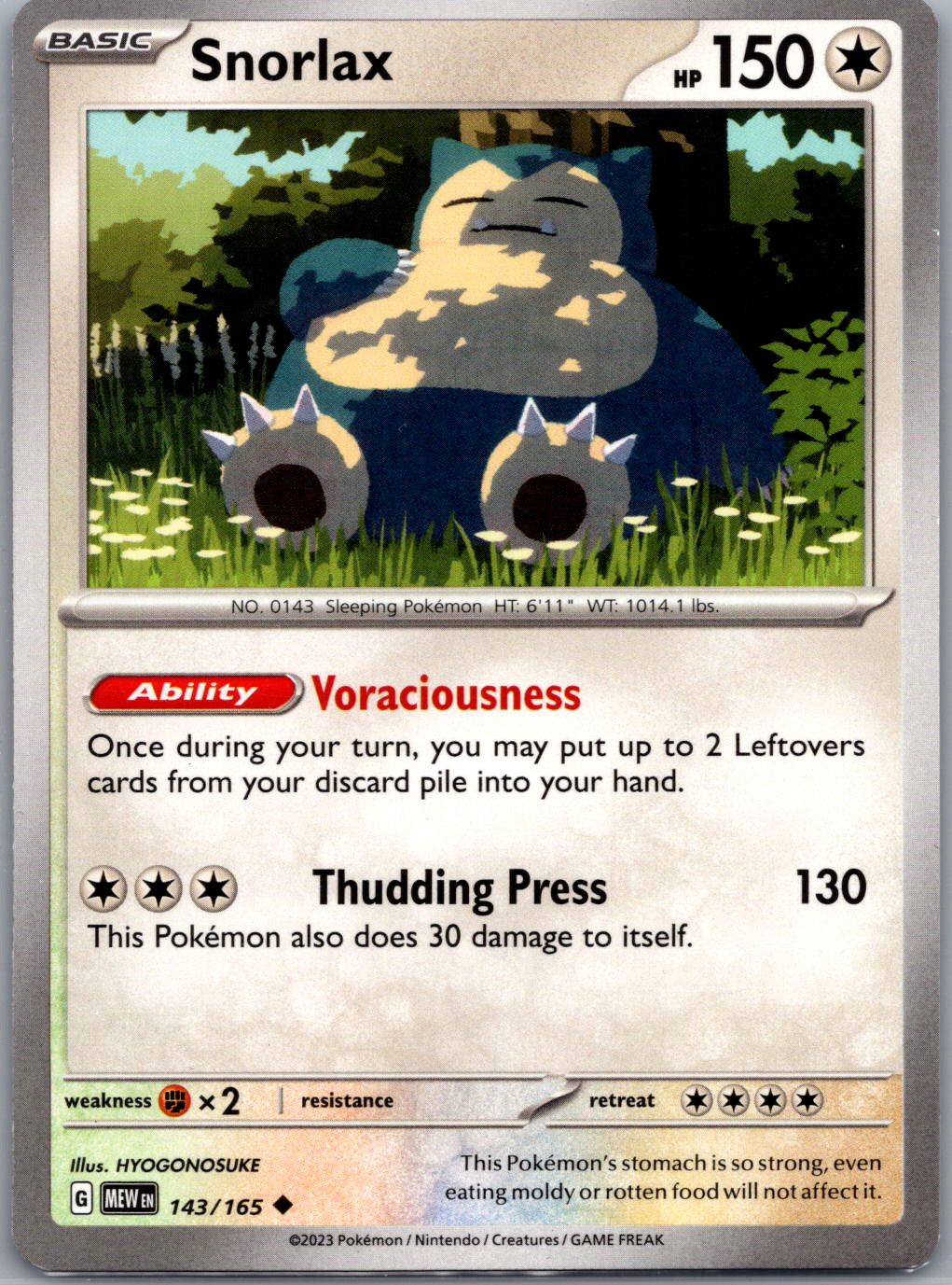 Snorlax Uncommon SV: Scarlet & Violet 151 143/165 NM - Pokémon TCG!