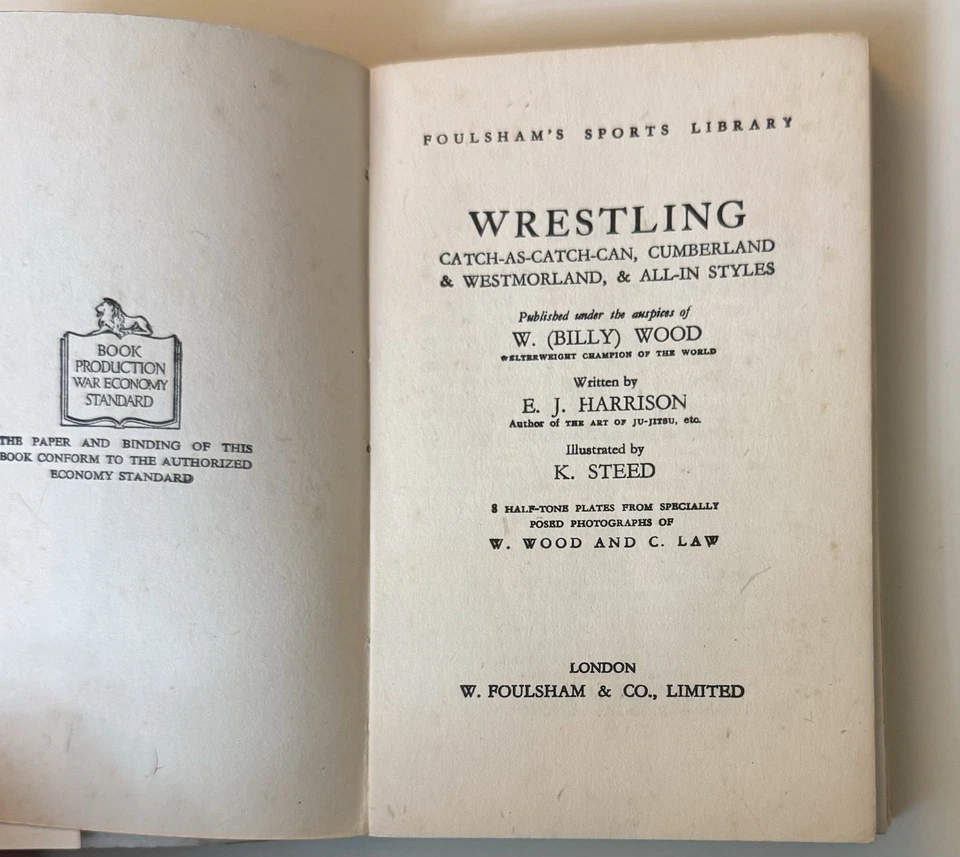Wrestling - Vintage - Cumberland Westmorland W (Billy) Wood Book - RARE - Image 2 of 4