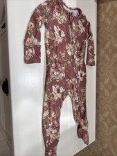 Angel Dear Baby Girl Size 6-9 Months One Piece Bamboo Woodrose Floral Sleepwear