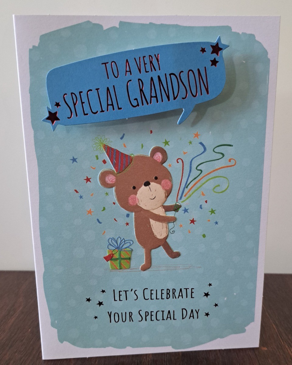 To A Very Special Grandson Birthday Card. 19x13cm