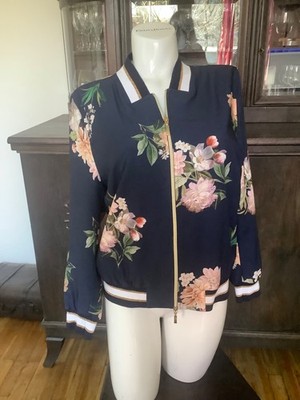 Damenjacke Blouson. Gr 44 Marine mit Blüten Alba Moda sehr ausgefallen und modis