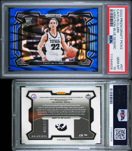 2024 Panini Prizm Draft Picks Caitlin Clark Blue Seismic Variation 73/149 PSA 10