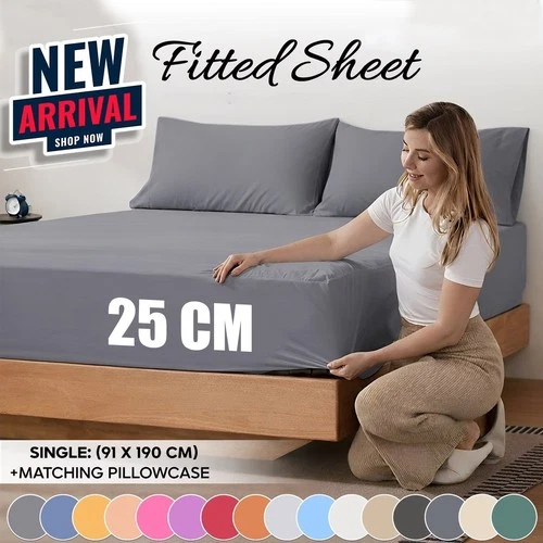 Extra Deep Fitted Sheet 25CM Ultra Soft Bed Sheets Single Double King Super King