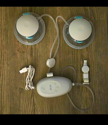 Elvie Stride2 Double Electric Breast Pump Kit Adjustable Battery USB White/Clear