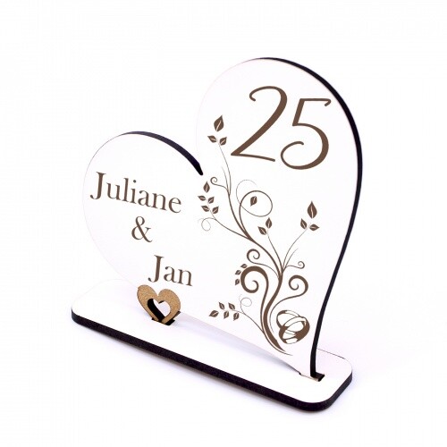 Silberhochzeit Deko Herz Hochzeitstag 25 Jahre Jubiläum personalisiert Geschenk