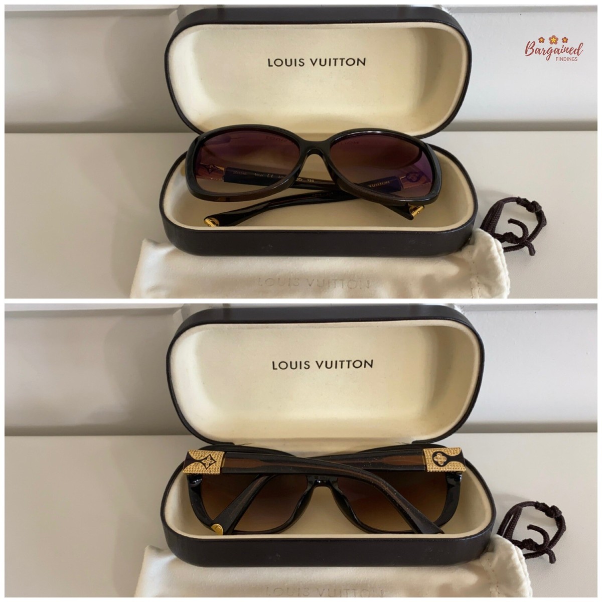 Authentic LOUIS VUITTON Brown Glitter Frame Heather Strass