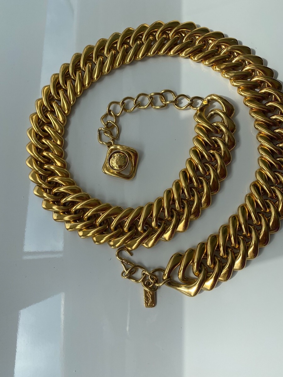 Saint Laurent Luxurious Gold-Tone Chain Necklace or Belt Yves Saint Laurent 1980s Gold Tone Charm Chain Belt  main image 4