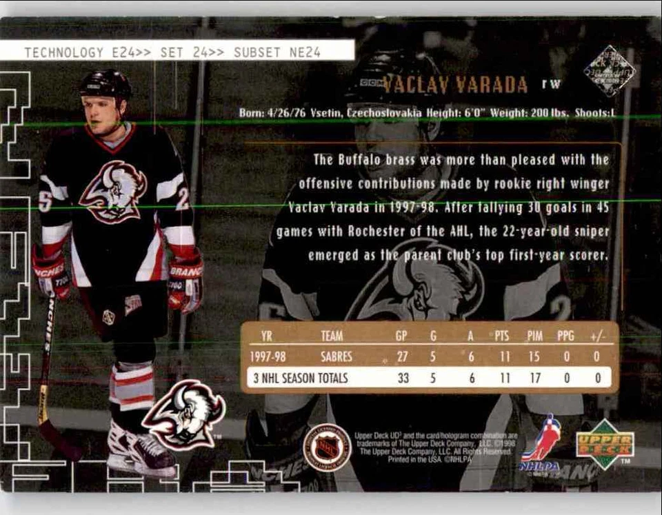 1998-99 Upper Deck Ud3 Vaclav Varada #NE24 - Image 2 of 2