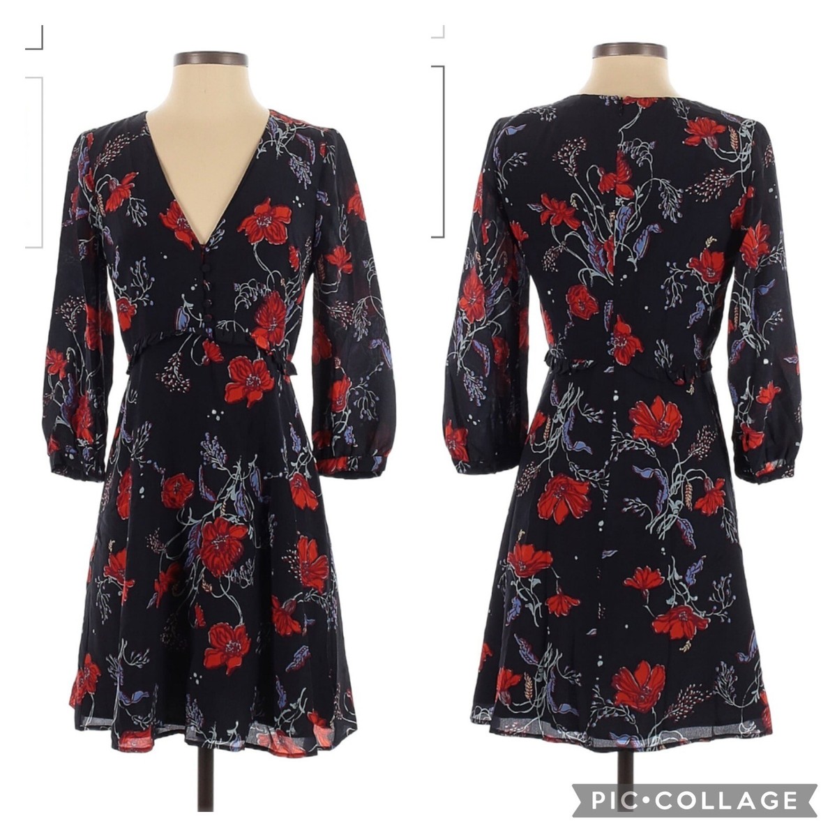 silk ruffle-waist dress in windblown poppies Madewell Silk Ruffle Waist Dress In Windblown Poppies