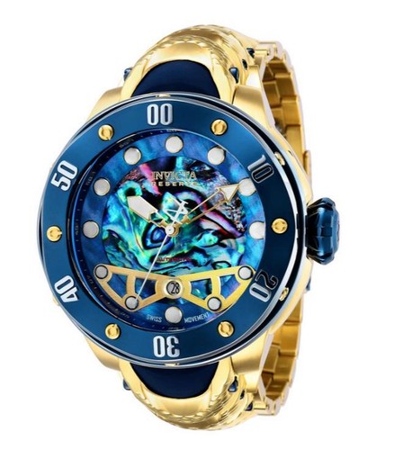 INVICTA RESERVE KRAKEN MEN 54MM SWISS R150 ABALONE BRACELET WATCH GOLDTONE 36391