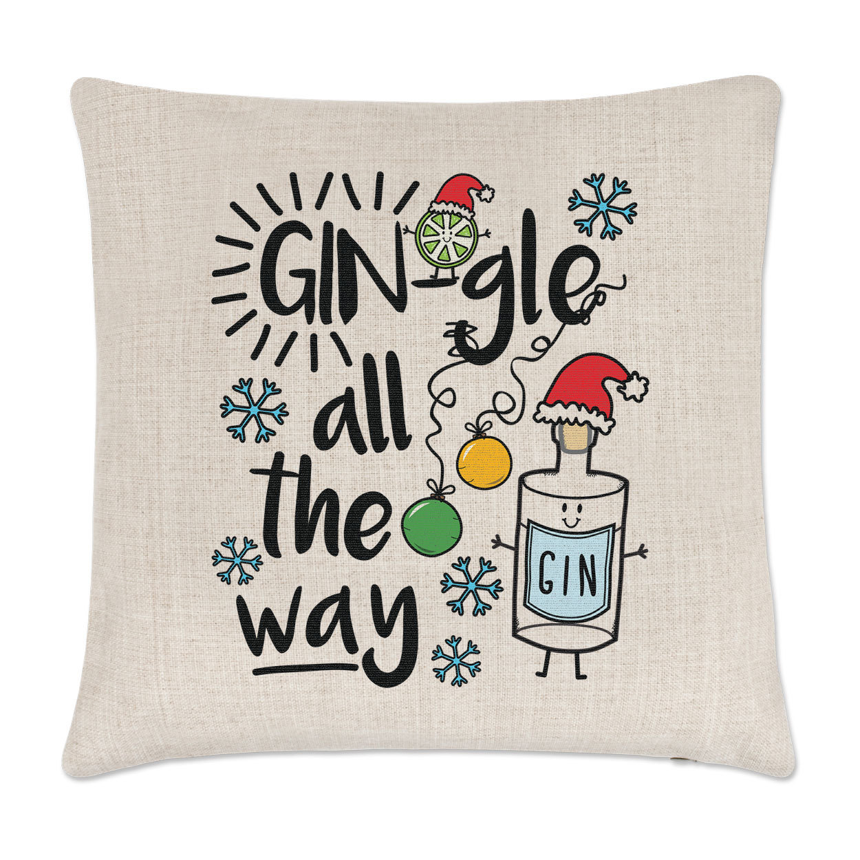 Gin-gle All The Way Cushion Cover Pillow - Gin Jingle Christmas Secret Santa