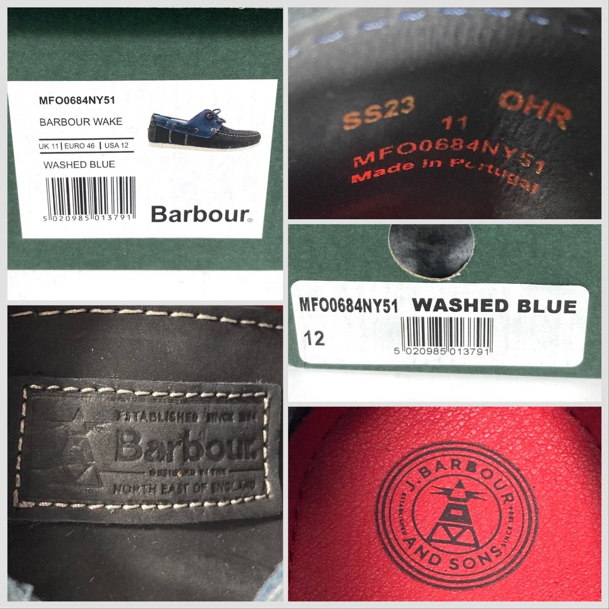 Barbour Mens Leather & Suede Wake Boat Shoes Washed Blue Size 12 NEW Barbour - Wake, Navy (9 / 12 Only) | Barbour | Tector Menswear main image 2