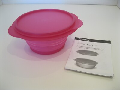 New Tupperware Flatout Container in Hot Pink 3 Cup Capacity Flat Out