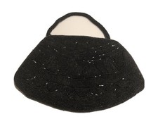 Vintage Richere Black Beaded Evening Bag w Beaded Handle