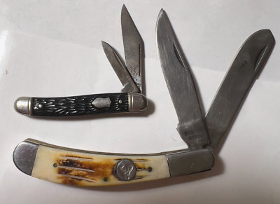 Nice 2-Blade White Tail Pocket Knife w/Bonus Small Imperial Knife K-102