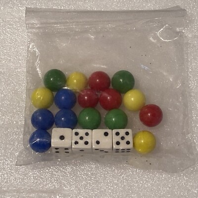 Vintage 16 Solid Color Marbles  & 4 Dice Sealed New