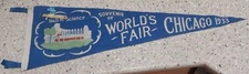 Rare Souvenir Pennant 1933 CHICAGO WORLD'S FAIR Hall of Science Original Paper