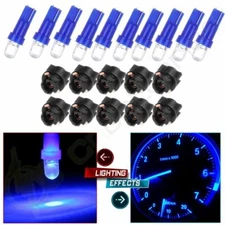 10Pack Twist Sockets Round Blue Instrument Panel Cluster LED Dash Light Bulb T5