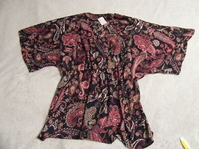 NEW GAUDY BOUTIQUE BLACK PAISLEY WRAP TOP