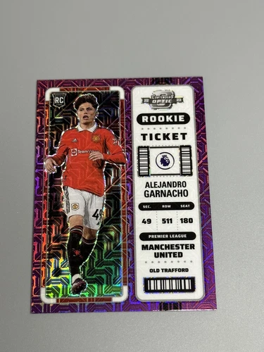 Alejandro Garnacho 2022-23 Panini Chronicles EPL Purple Contenders Rookie Ticket